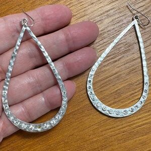 Jessica Simpson Long Silver Teardrop Earrings